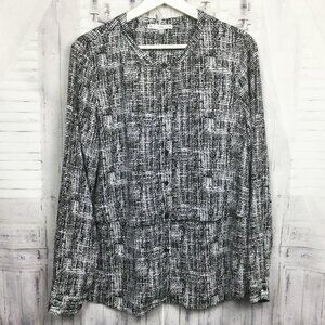 Sioni Blouse Long Sleeve Black White Print L